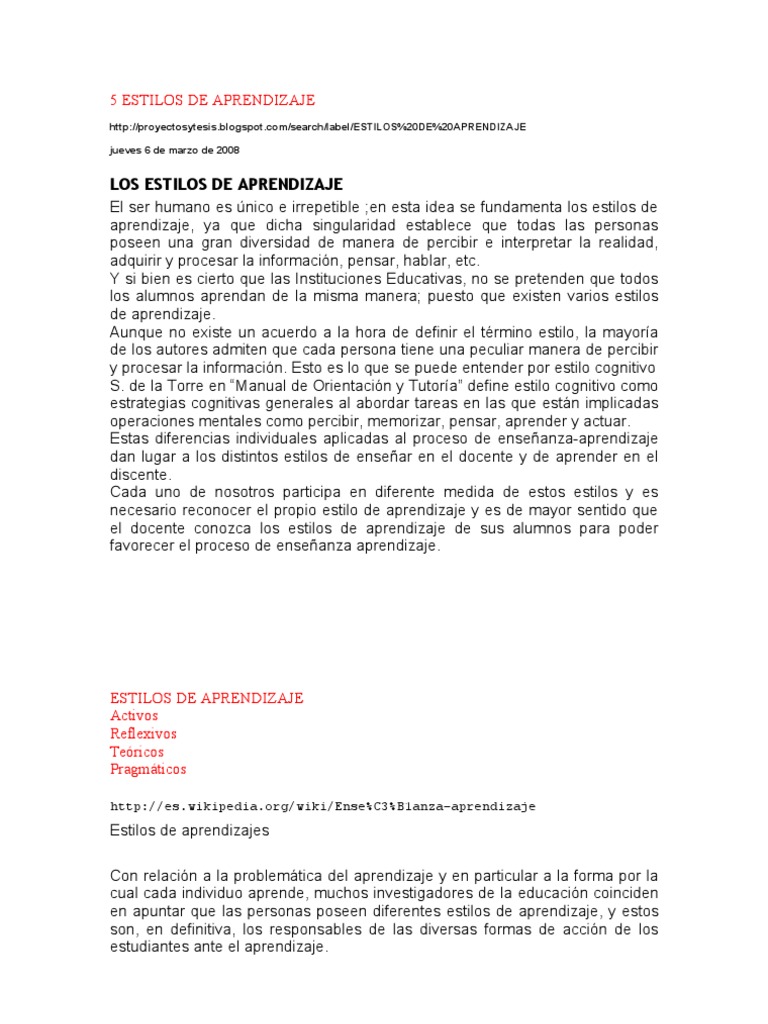 Tipos de aprendizaje en psicologia