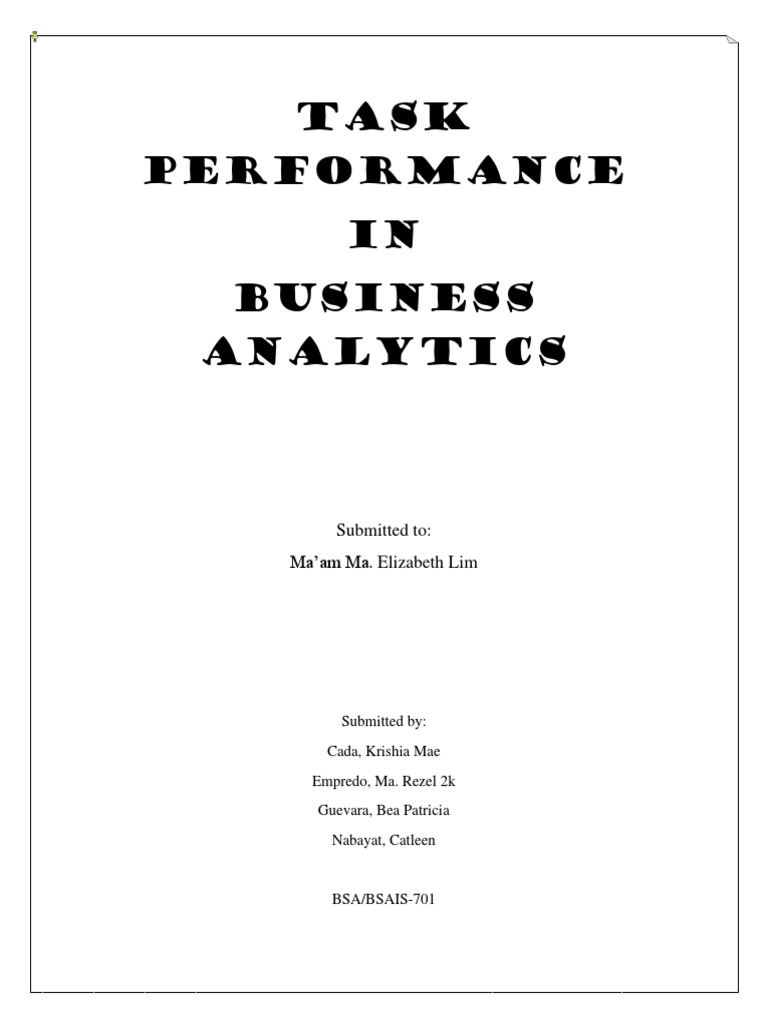 Business Analytics Task Overview | PDF | Analytics | Predictive Analytics
