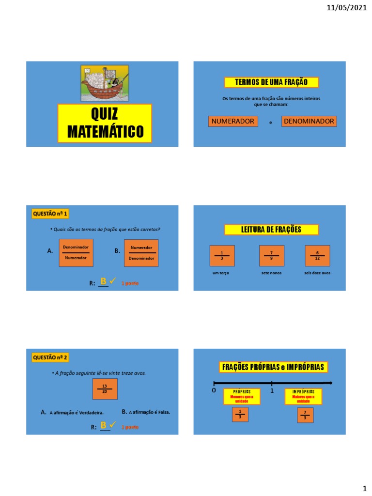 Quiz Matematica, PDF, Números
