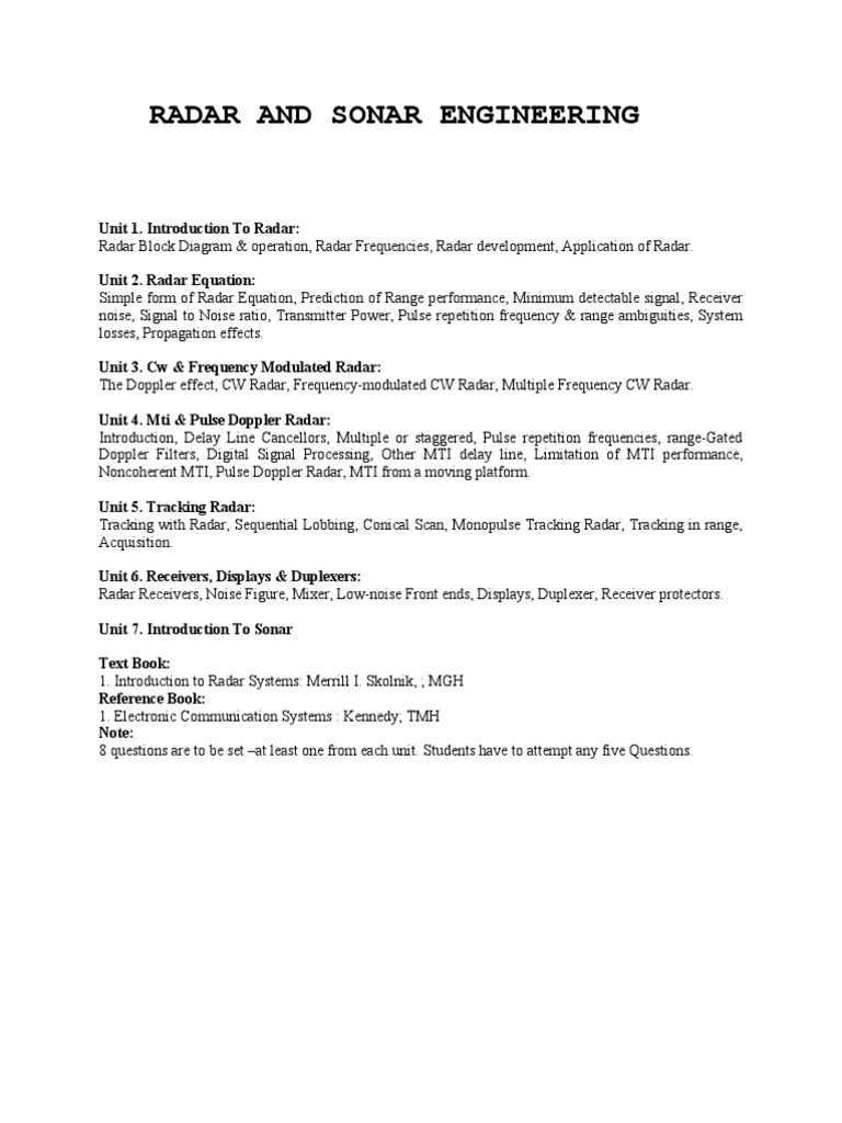 Syllabus8th Sem PDF Radar