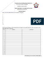 Ferhist Prelims Evaluation 3 Answer Sheet