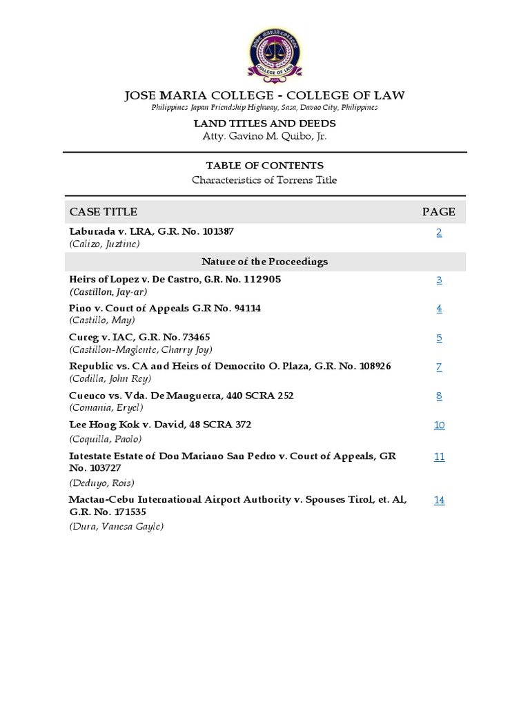 Week 2 Characteristics of Torrens Title PDF Equity (Law) Probate