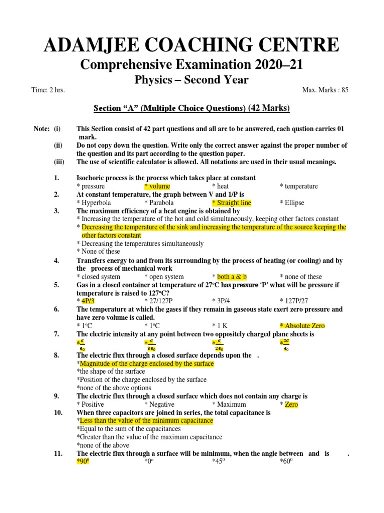 Physics Exam Paper 2020-21 | PDF | Series And Parallel Circuits | Electron