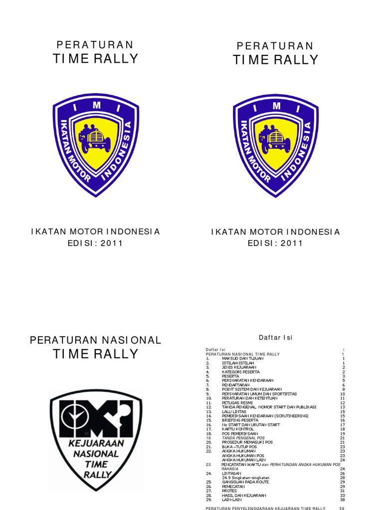 Buku Peraturan Nasional Time Rally 2011 | PDF