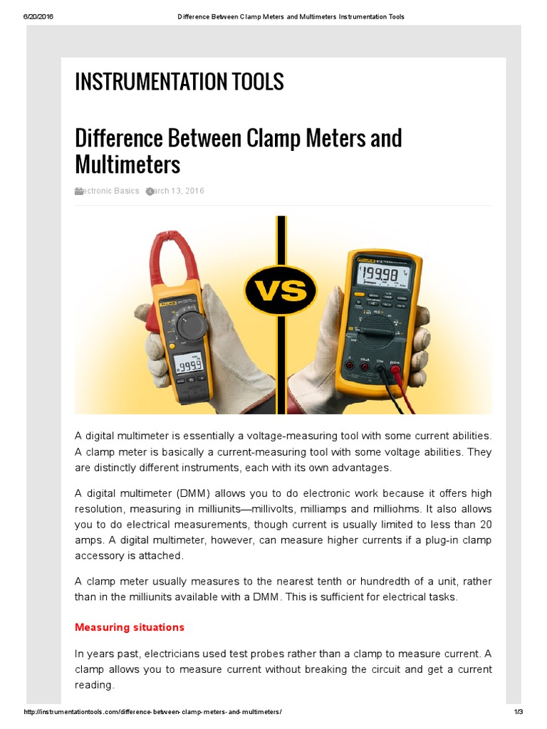 Difference Between Clamp Meters and Multimeters Instrumentation Tools