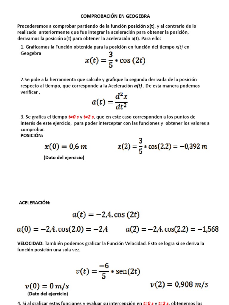 Derivadas de Posición en Geogebra | PDF