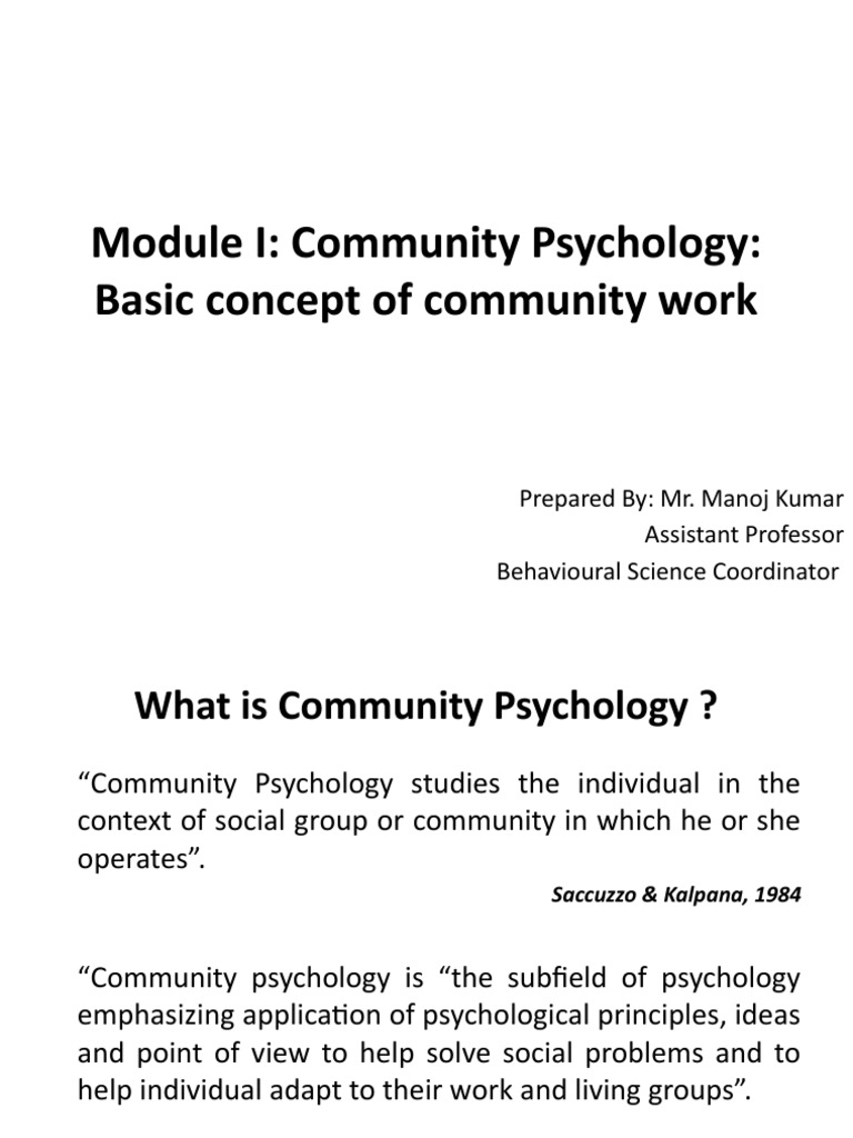 Module 1 - Basic Concept of Community Work | PDF | Psychology | Community