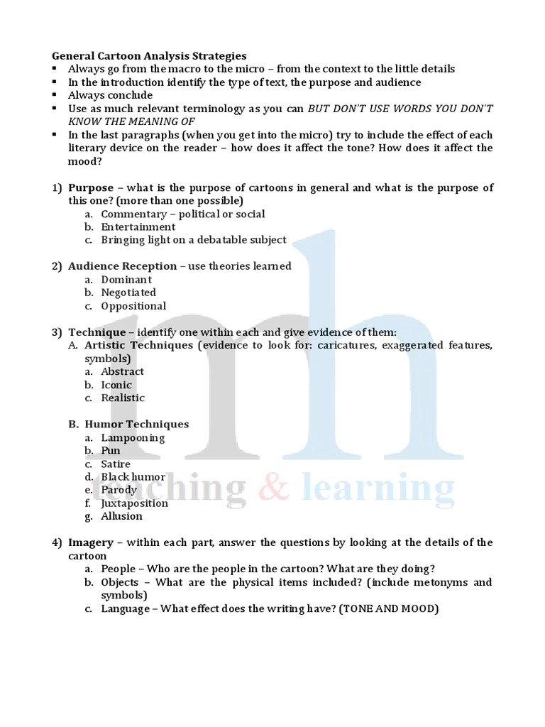 General Cartoon Analysis Strategies | PDF | Cartoon | Satire