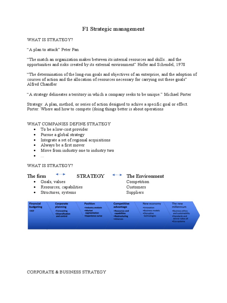 F1 Strategic Management Overview | PDF | Strategic Management | Leadership