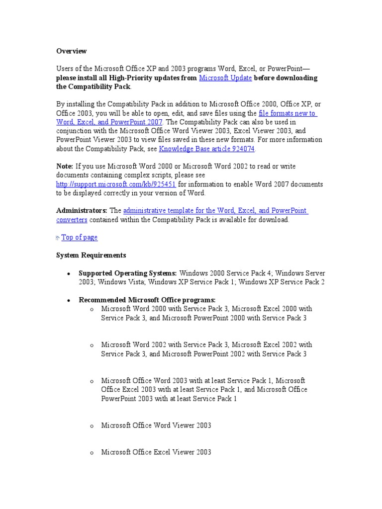 Compatibility Pack Office 2007 PDF Microsoft Office Microsoft Windows