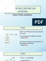 Ctec2909 Data Structures and Algorithms: Lecture 4 Stacks and Queues