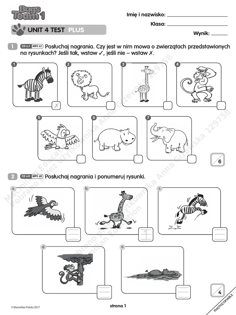 Unit 4 Klasa 1