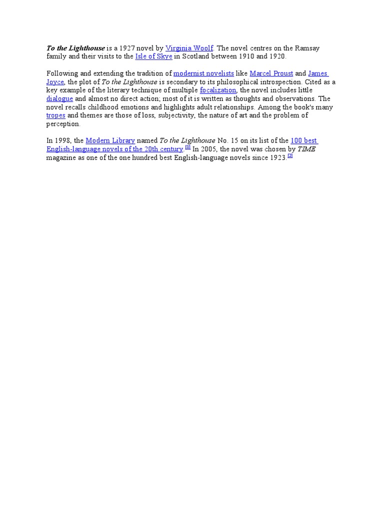 Overview of Woolf's To the Lighthouse | PDF