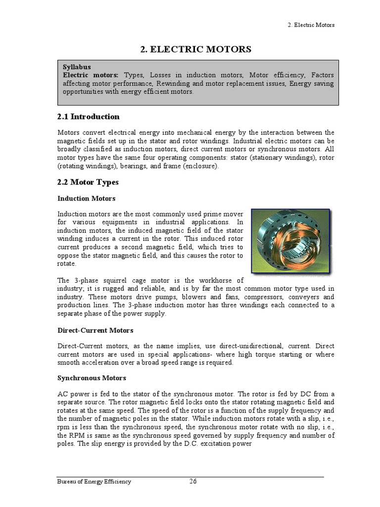 Electic Motors PDF Electric Motor Force