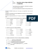 Artigos Definidos e Indefinidos - Exercícios