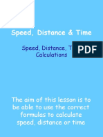 Calculating Speed Time and Distance