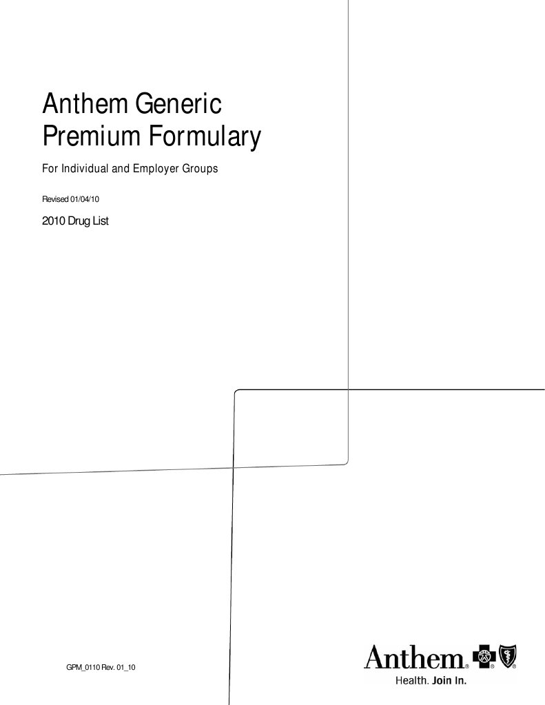 Anthem Generic Premium Formulary | PDF | Generic Drug | Prescription Drugs