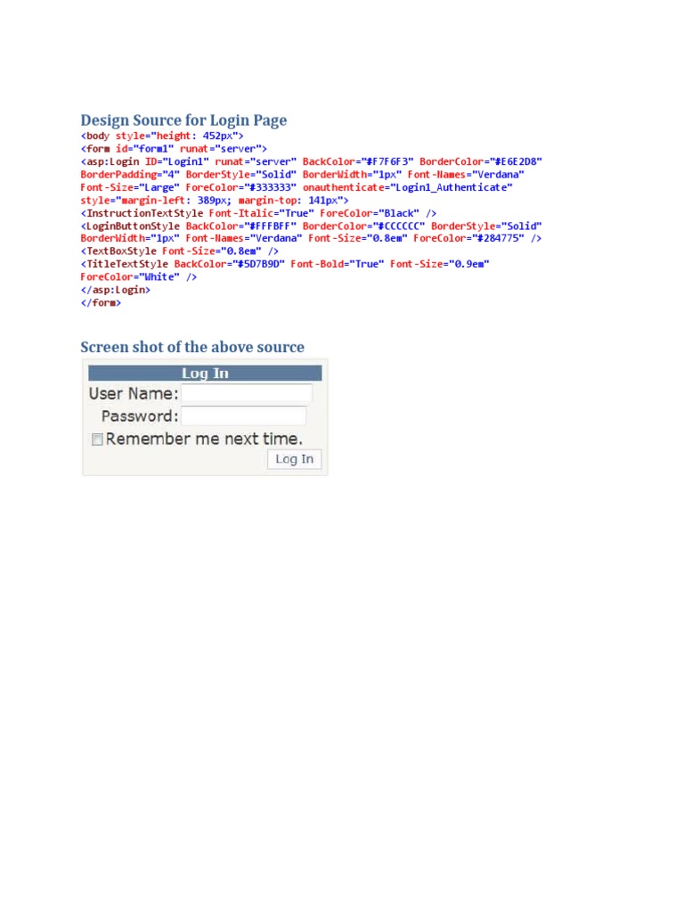 Design Source For Login Page | PDF