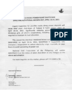 SOCOTECO II Power Interruption Advisory 18-24 April 2011