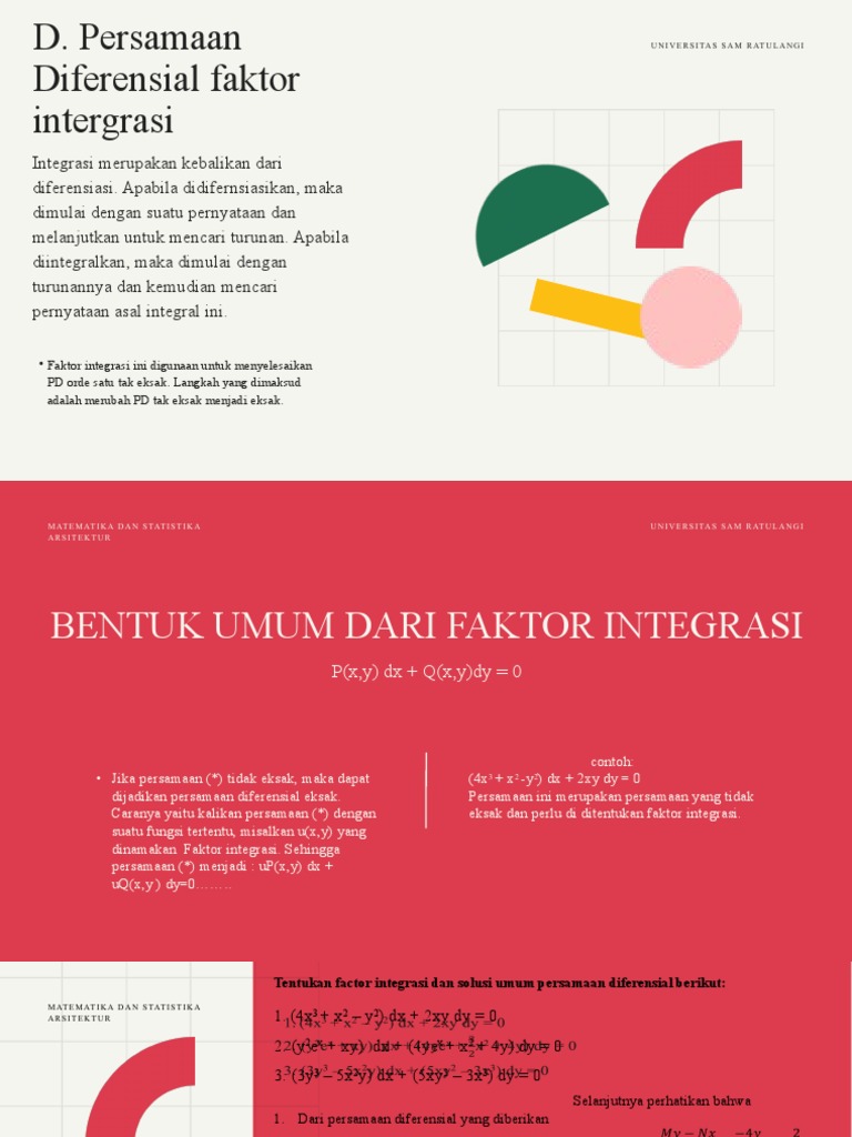 Faktor Integrasi Persamaan Diferensial | PDF | Metode & Bahan Ajar