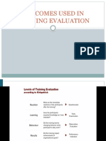 Outcomes Used in Training Evaluation