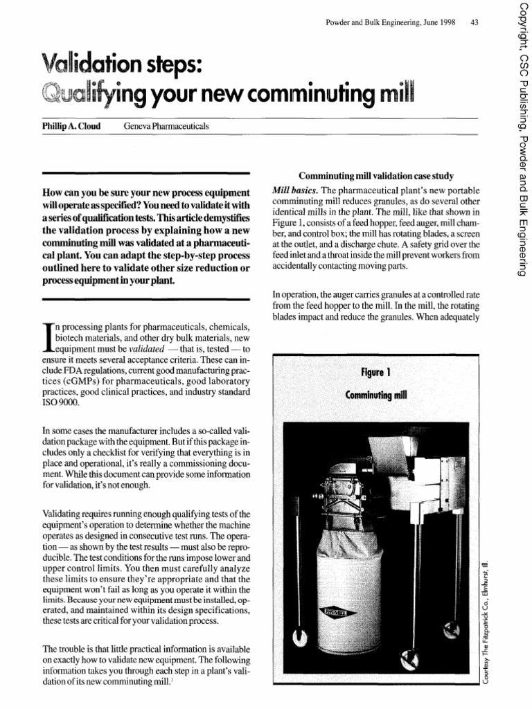 Comminuting Mill Validation Process | PDF | Specification (Technical ...