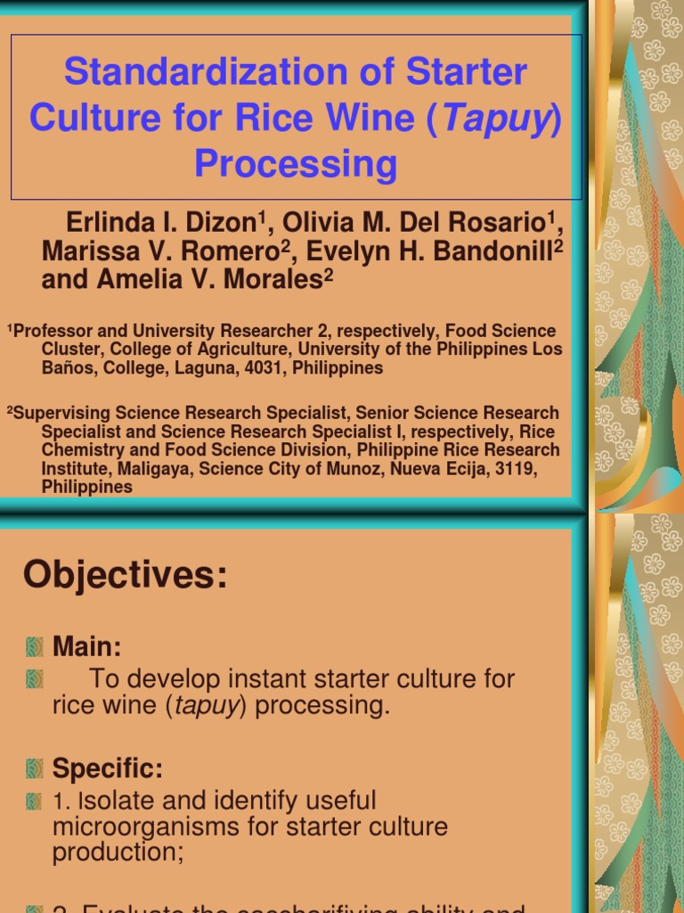 Starter Culture Development for Tapuy | PDF | Fermentation | Fermented ...