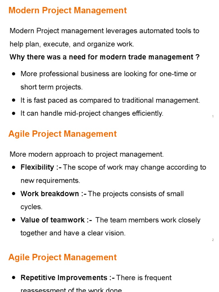 Modern vs Traditional Project Management | PDF | Project Management ...