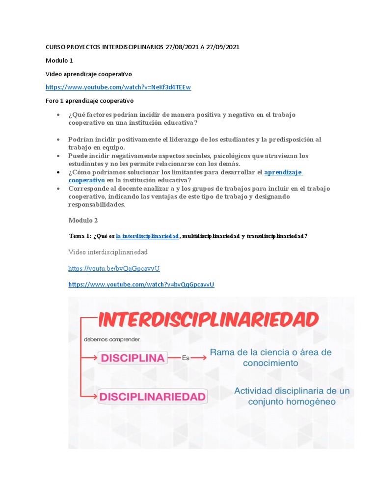 Proyectos Interdisciplinarios en Educación | PDF | Salón de clases ...