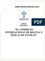 El Comercio Internacional de Bolivia en Épocas de Covid 19.