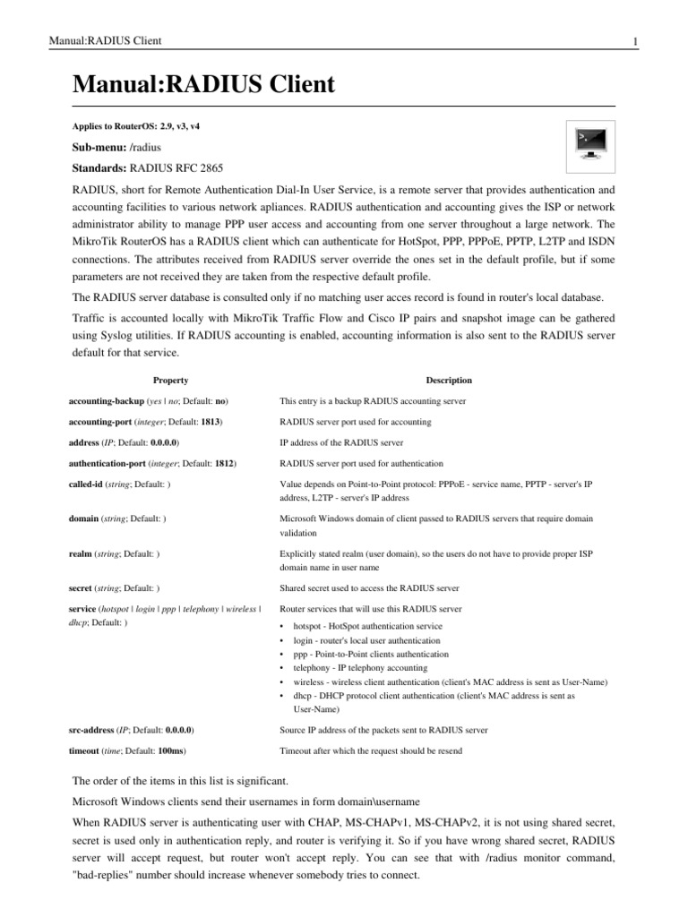 ManualRADIUS Client | PDF | Radius | Ip Address