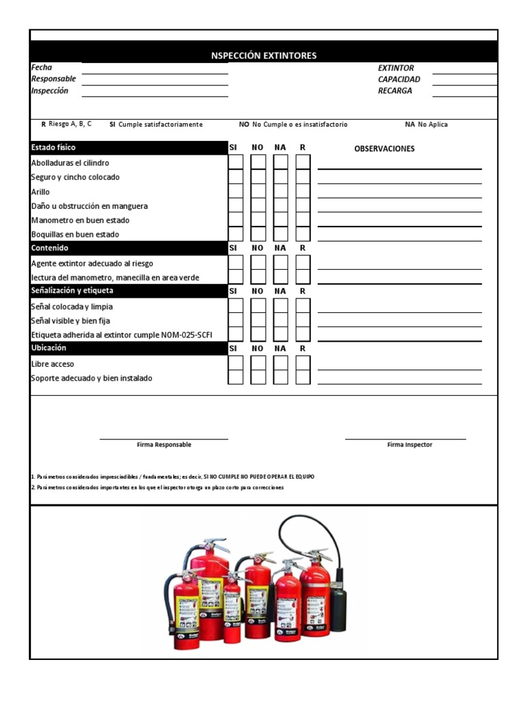 Checklist de Inspección de Extintores | PDF