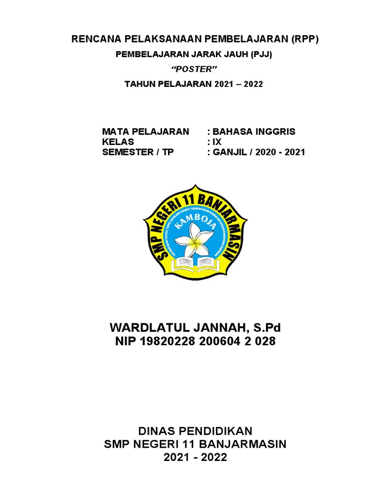 RPP Poster Adiwiyata 2021 | PDF