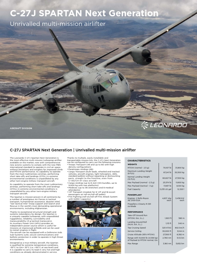 C-27J Next Gen - Datasheet - ENG | PDF | Aircraft | Aviation