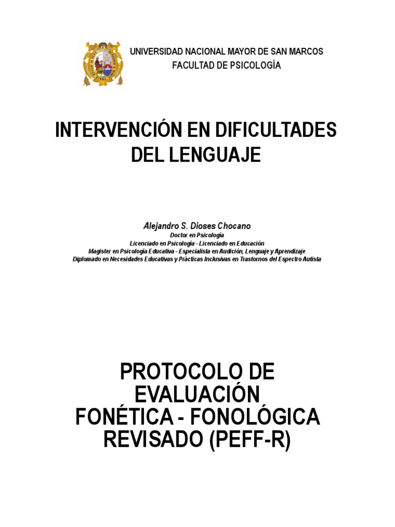 Protocolo PEFF-R para Dificultades del Lenguaje | PDF | Fonética ...