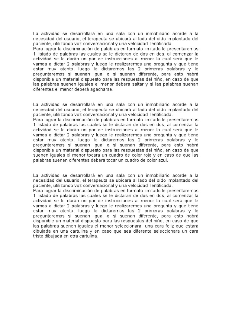 Actividad de Discriminación Auditiva | PDF