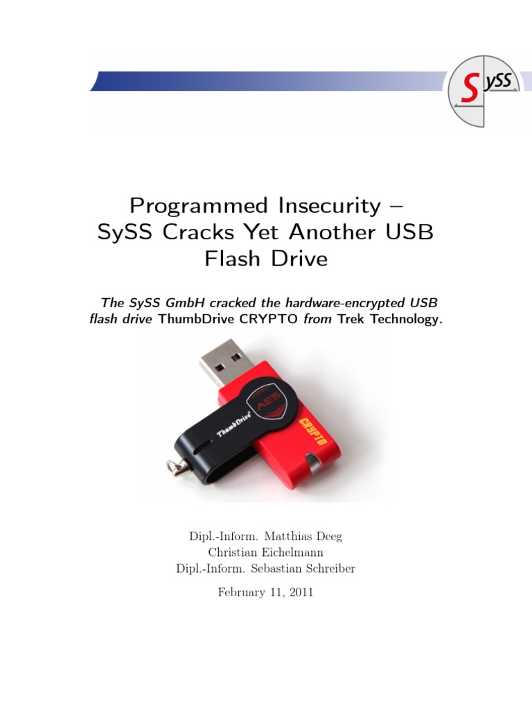 SySS Cracks Trek ThumbDrive CRYPTO USB | PDF | Usb Flash Drive | Password
