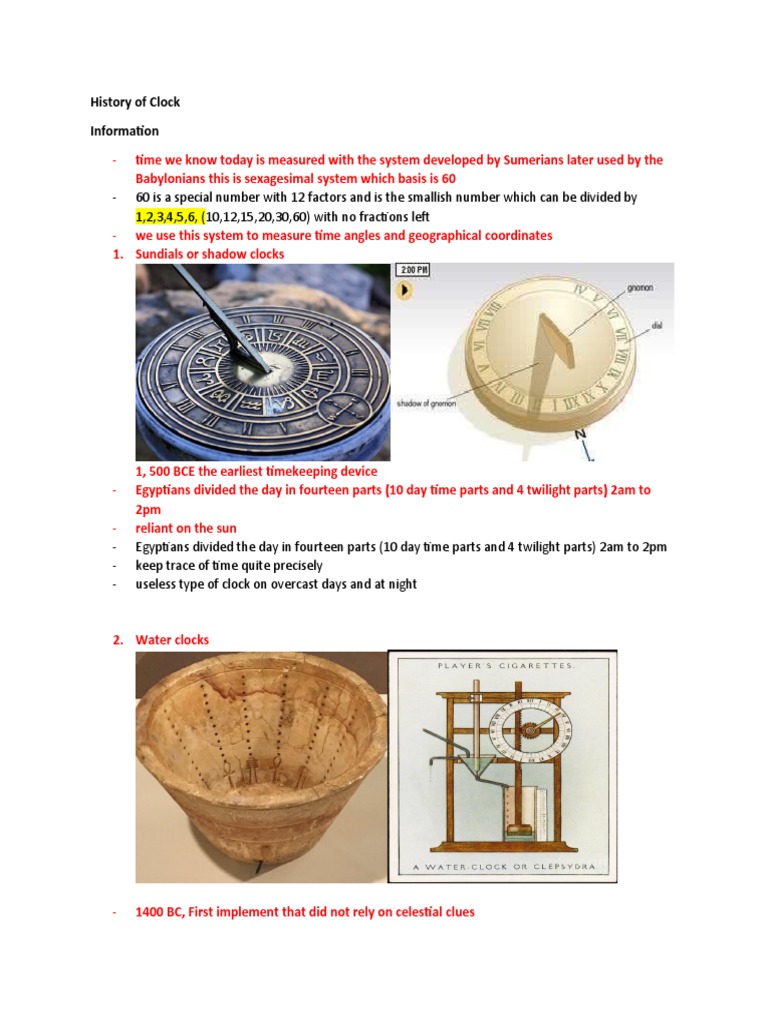 History of Clock Information PDF Clock Watch