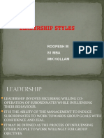 Leadership Styles: Roopesh M S1 Mba Imk Kollam