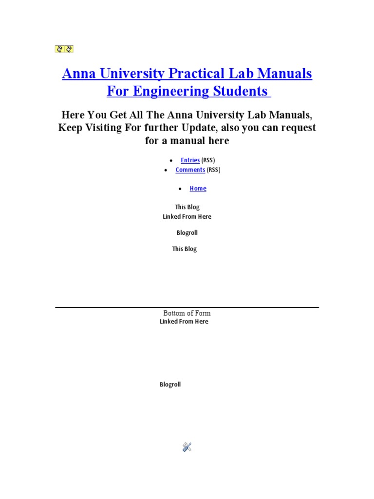 Anna University Practical Lab Manuals For Engineering Students | PDF ...