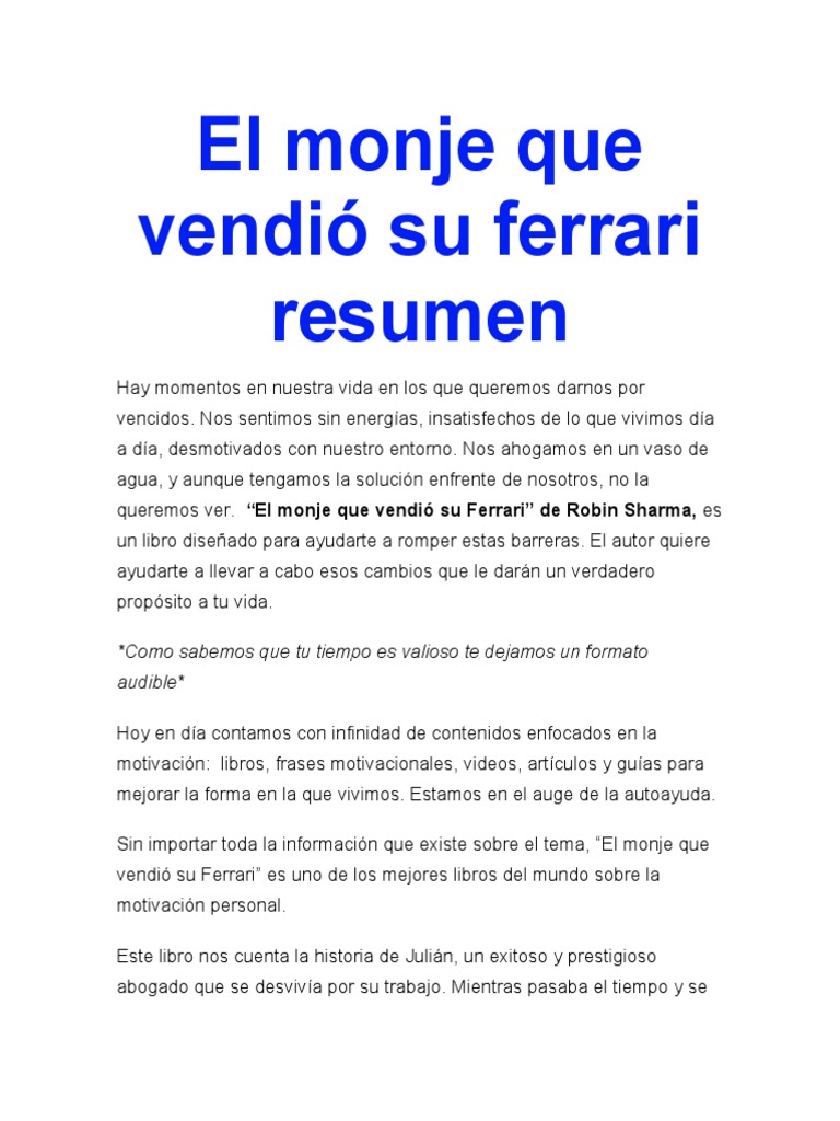 El monje que vendi su ferrari - 1703034661