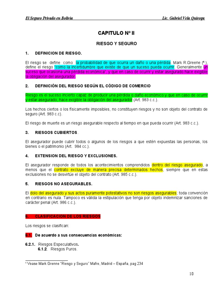 Capitulo II. Seguros | PDF | Seguro | Póliza de seguros