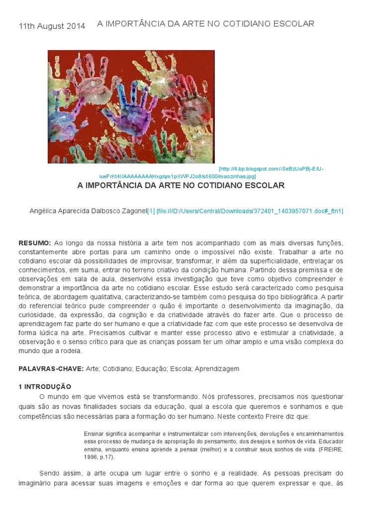 A Importância Da Arte No Cotidiano Escolar - CIA - Publicações | PDF ...