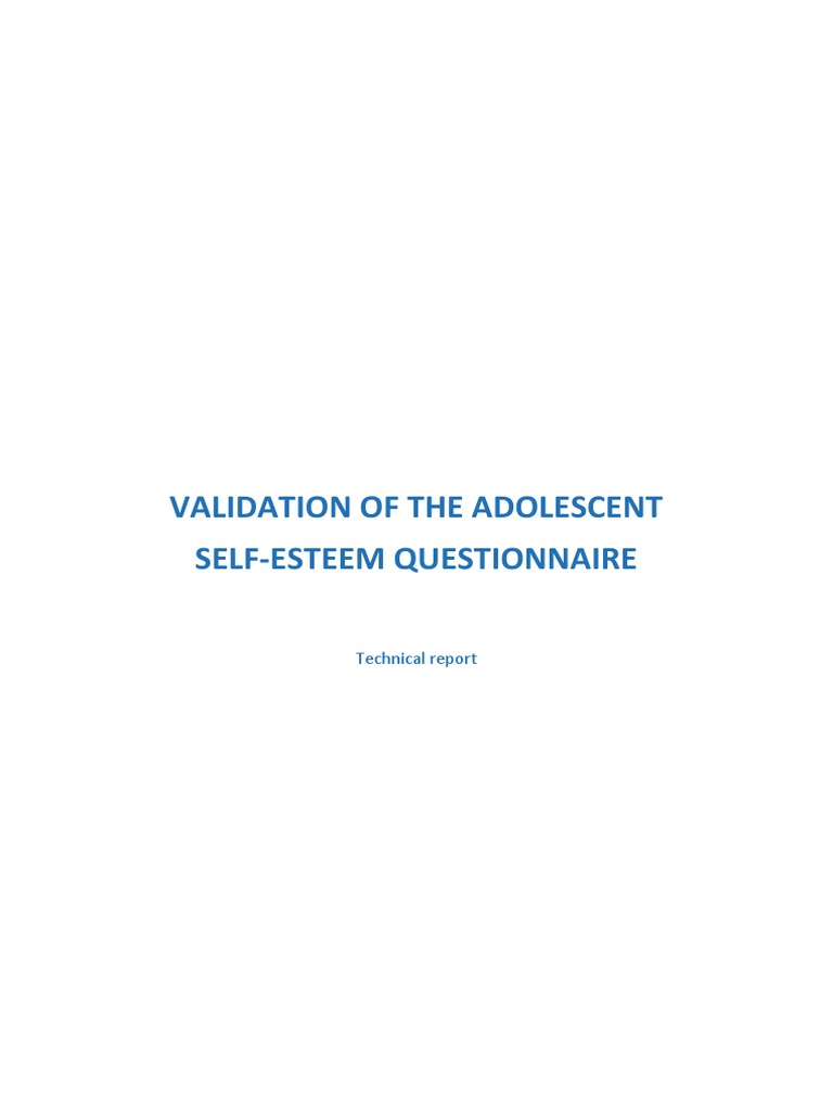 Validation of The Adolescent Self Esteem Questionnaire | PDF | Mental ...