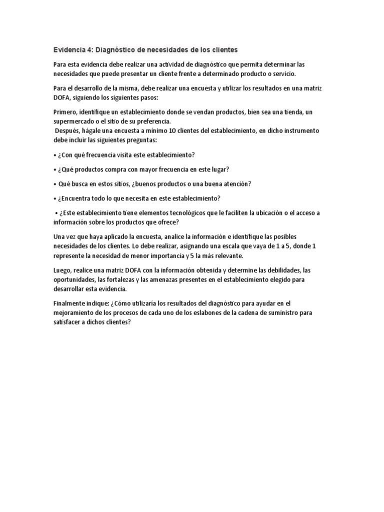 Diagnostico de Necesidades de Los Clientes | PDF | Cliente | Producto ...