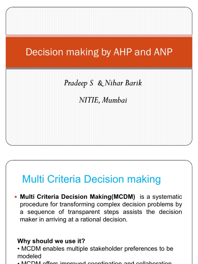 Anp & Ahp | PDF | Eigenvalues And Eigenvectors | Decision Making