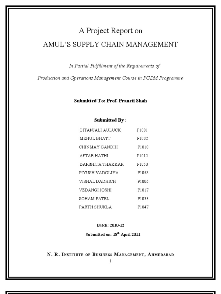 Amul's Supply Chain Management Report | PDF | Supply Chain | Retail
