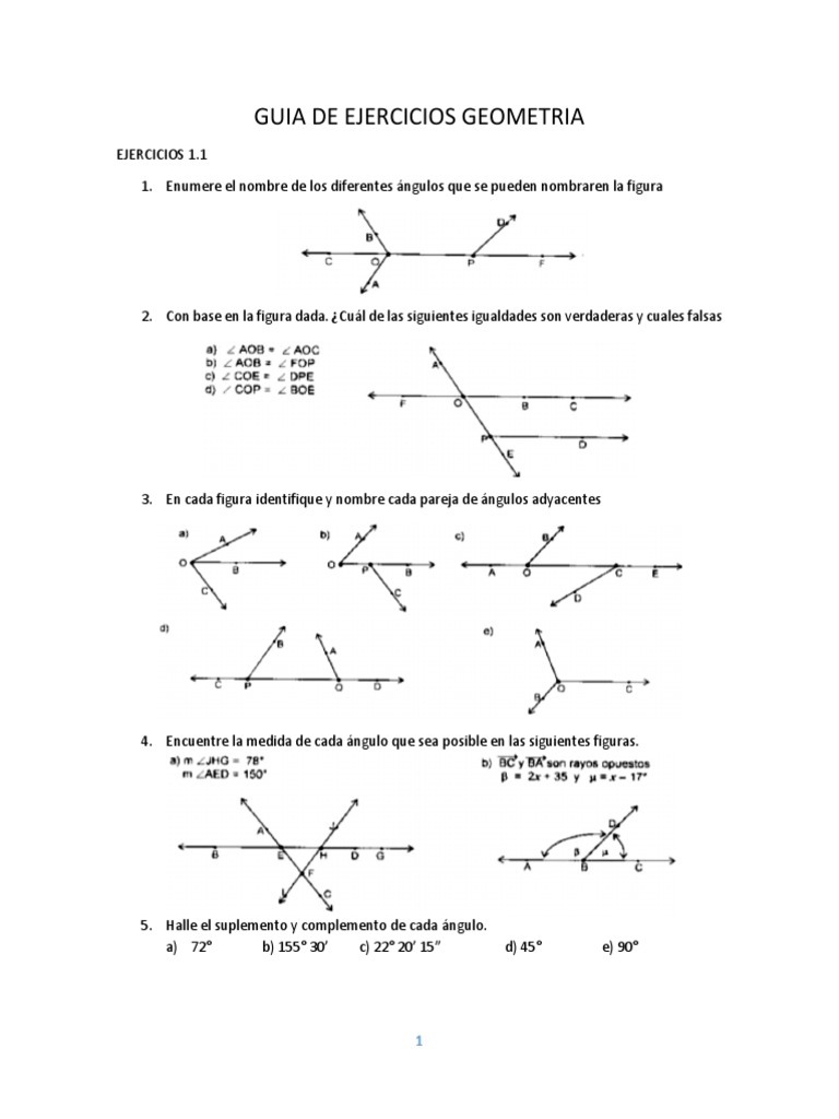 Guia de Ejercicios Geometria | PDF | Geometría euclidiana | Geometría ...