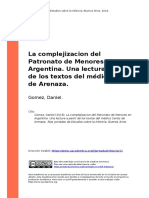 Gomez, Daniel (2018) - La Complejizacion Del Patronato de Menores en Argentina. Una Lectura A Partir de Los Textos Del Médico Carlos de (... )