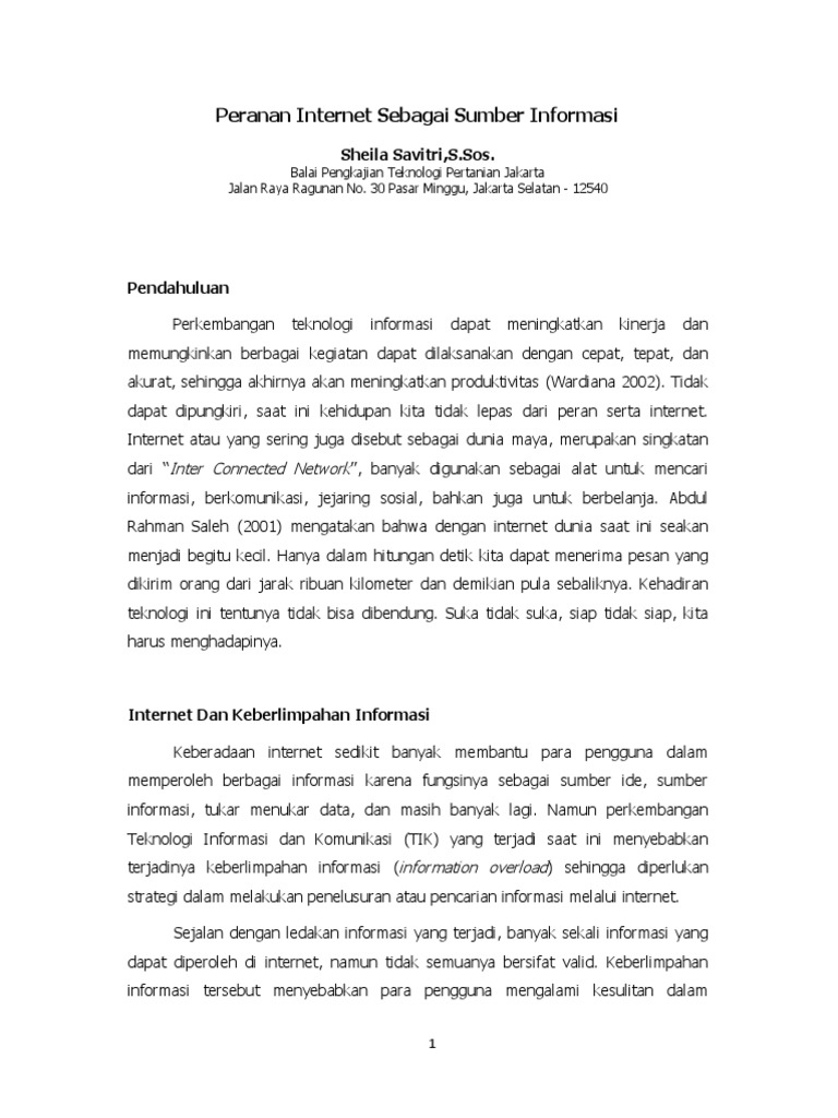 Peranan Internet Sebagai Sumber Informasi | PDF